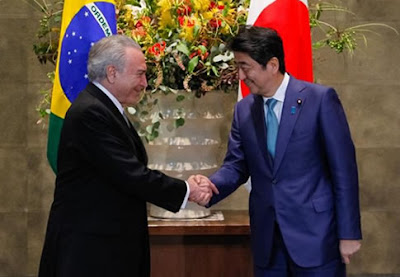 Michel Temer e Shinzo Abe em Tóquio