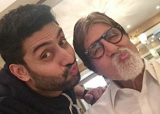 Abhishek Bachchan & Amitabh Bachchan takes selfie in the birthday bash of Abhishek Bachchan.