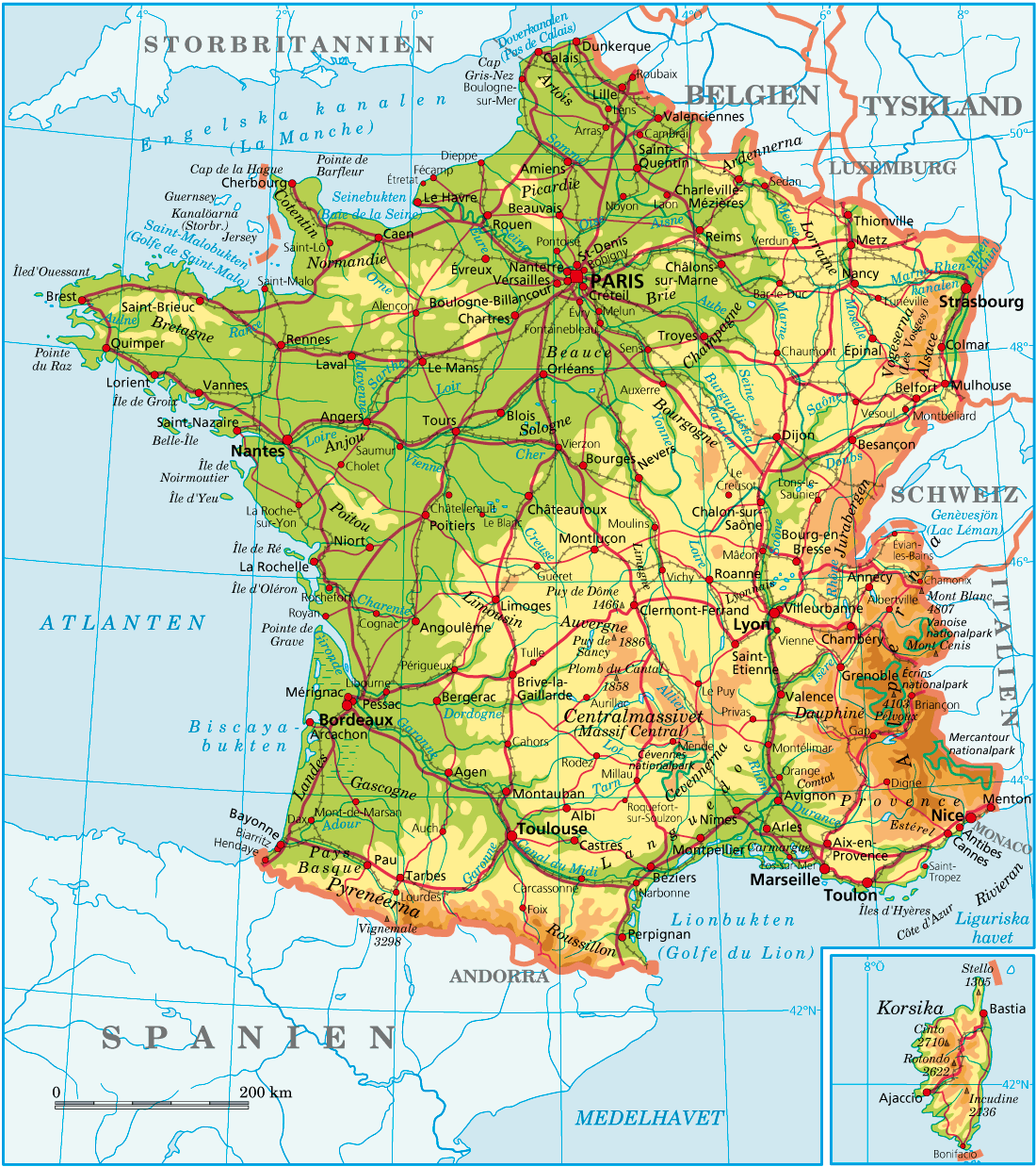 Frankrike Karta Städer