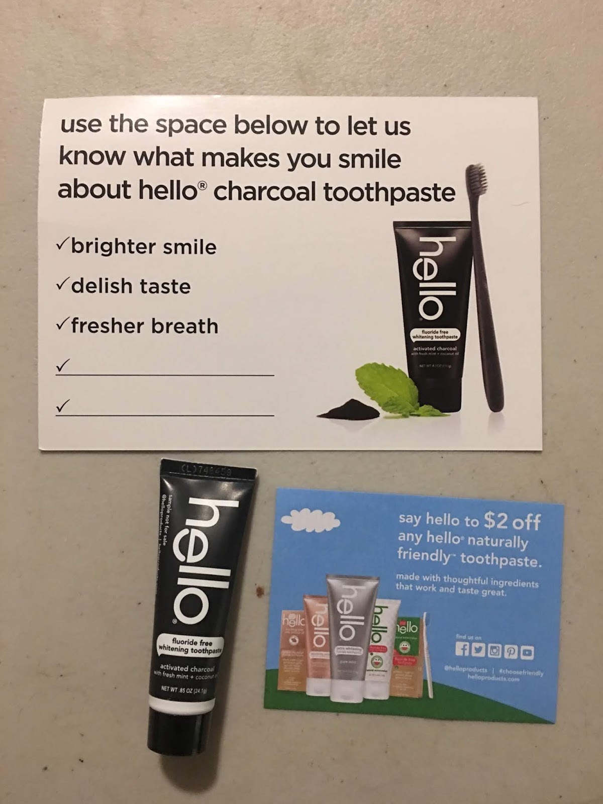 Snip Samp Save Hello Toothpaste_Charcoal Toothpaste_Free Sample