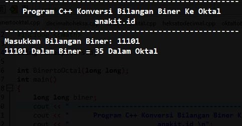 Program C Mengkonversi Bilangan Biner Ke Oktal Anak It