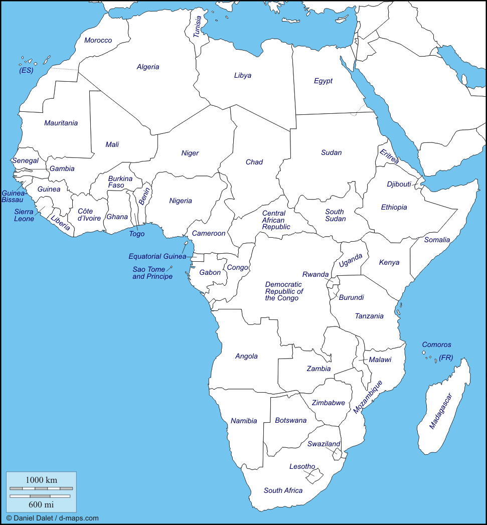 Labeled Map Of Africa Labeled Map Of Africa