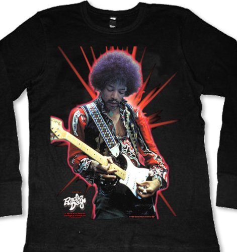 Jimi Hendrix Guitar Red Spark Design Long Sleeve T-Shirt | Guitarist T ...