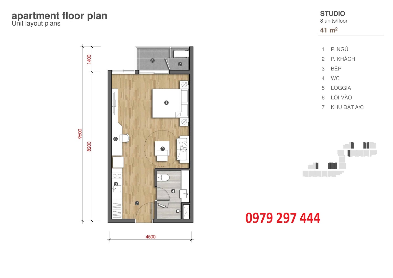 Mặt bằng căn hộ 1 phòng ngủ 41m2 mat-bang-i-tower-quy-nhon