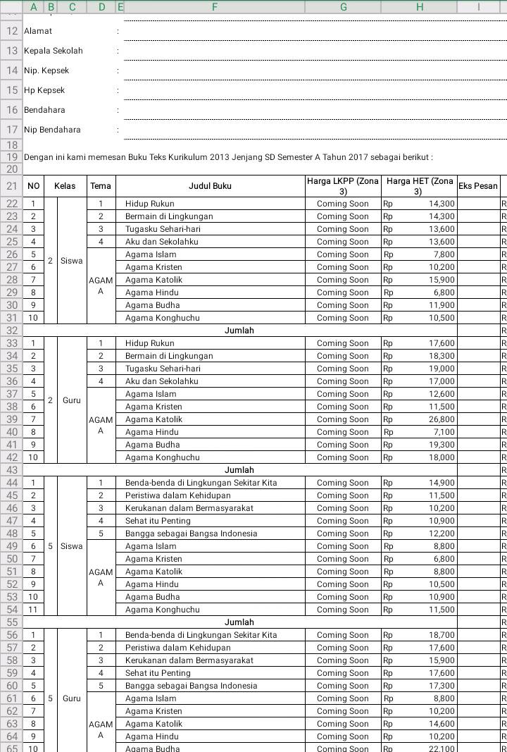 Daftar Harga Buku K13 Sd 2020 Cara Golden