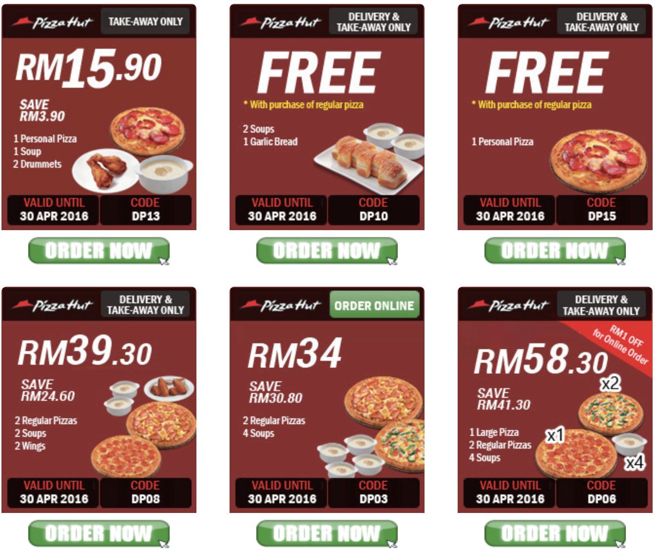 Pizza Hut Malaysia Coupon Code Until 30 April 2016