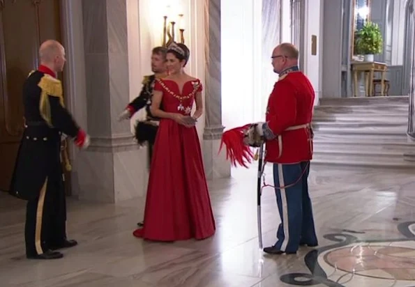 Crown Princess Mary wore Soeren le Schmidt dress, Princess Marie wore Rikke Gudnitz dress. Princess Elisabeth by Order of the Elephant