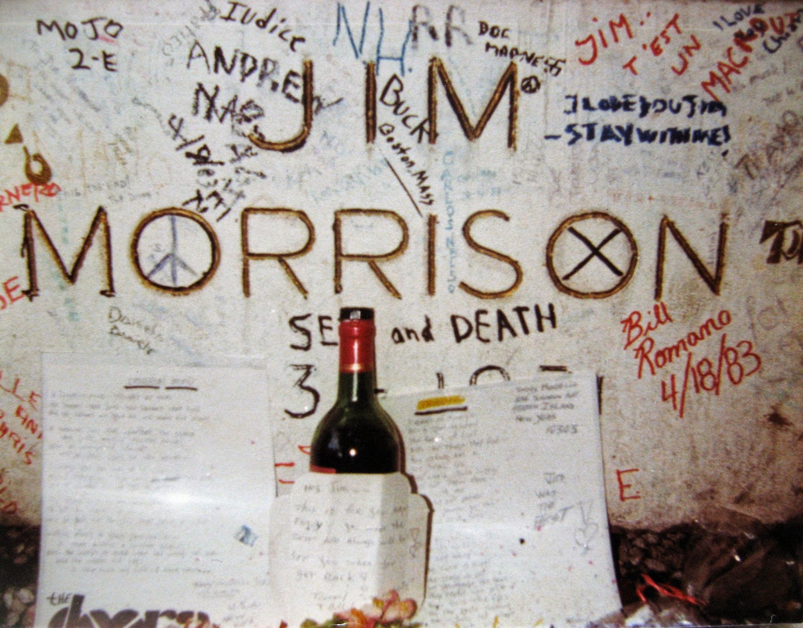 Jim Morrison grave site Pere-Lachaise Cemetery May 4, 1983