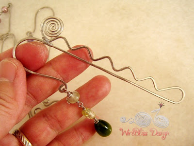 Wire wrapped bookmarks with rutilated quartz and glass beads