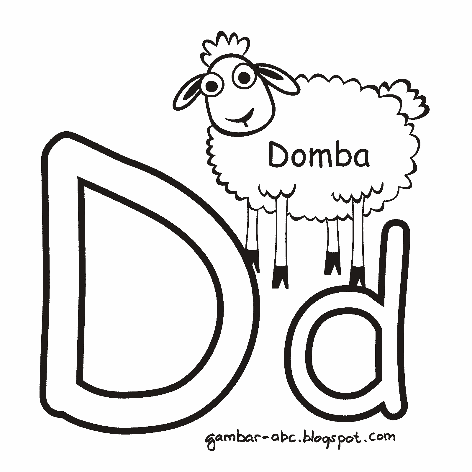 Mewarnai Huruf "D" Gambar Domba - Contoh Gambar Mewarnai