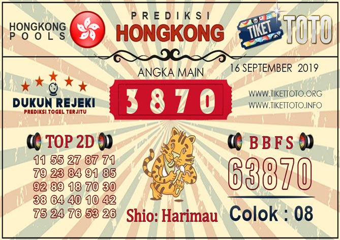 Prediksi Togel HONGKONG TIKETTOTO 16 SEPTEMBER 2019