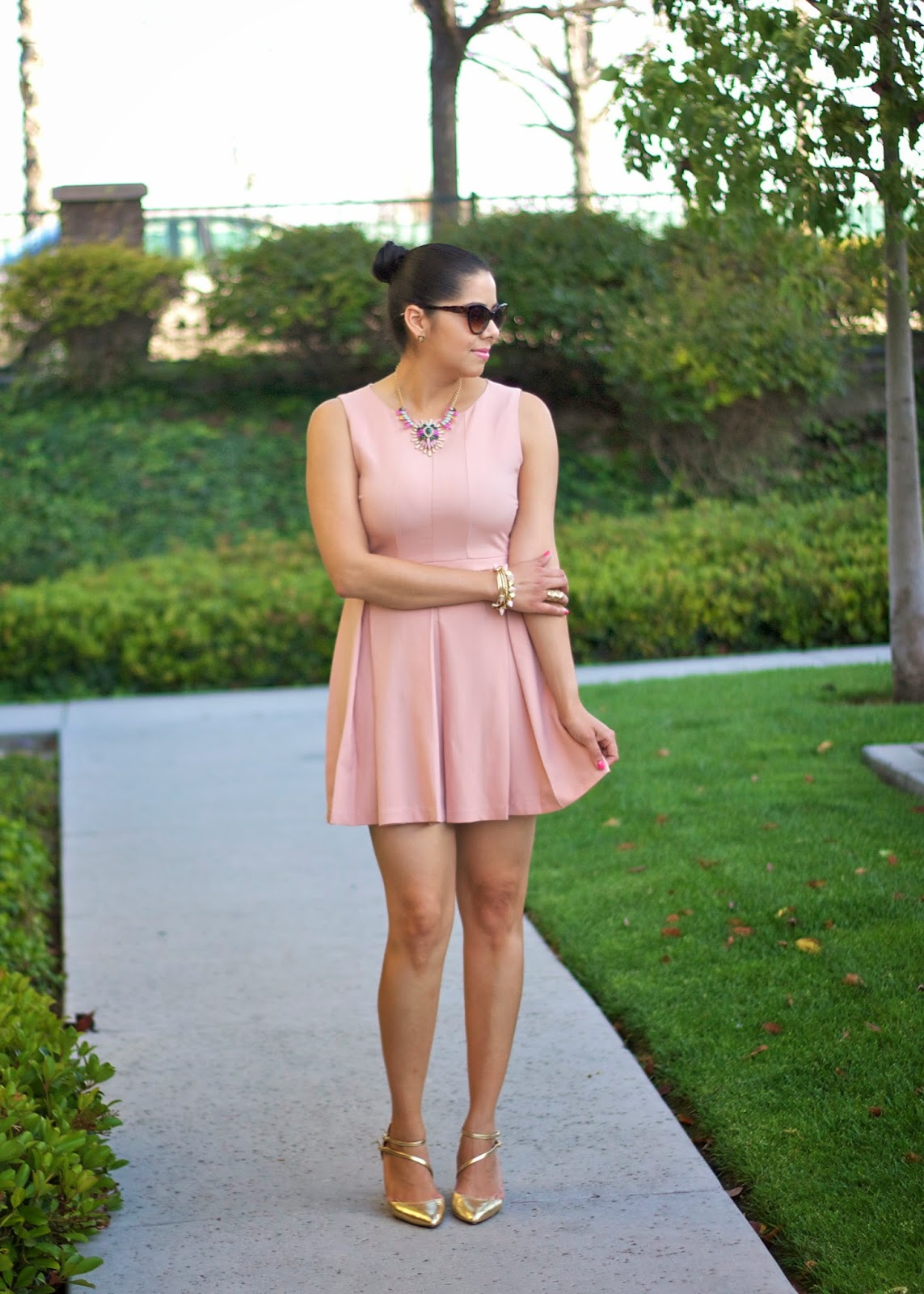Blush and Gold Outfit