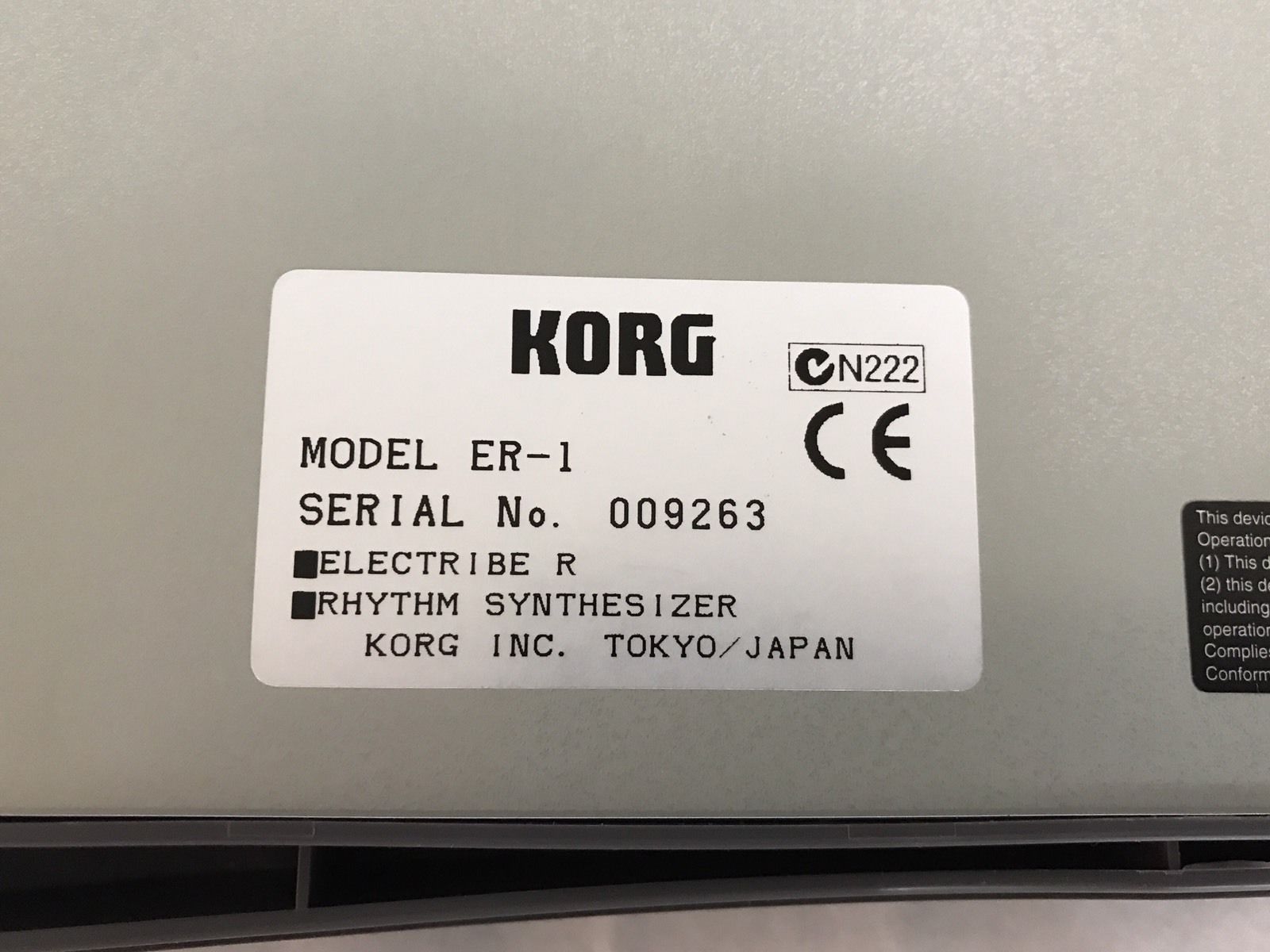 MATRIXSYNTH: KORG ER-1 Rhythm Synthesizer with Original Box SN 009263