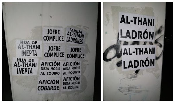 Málaga, aparecen carteles contra los Al-Thani y Jofre
