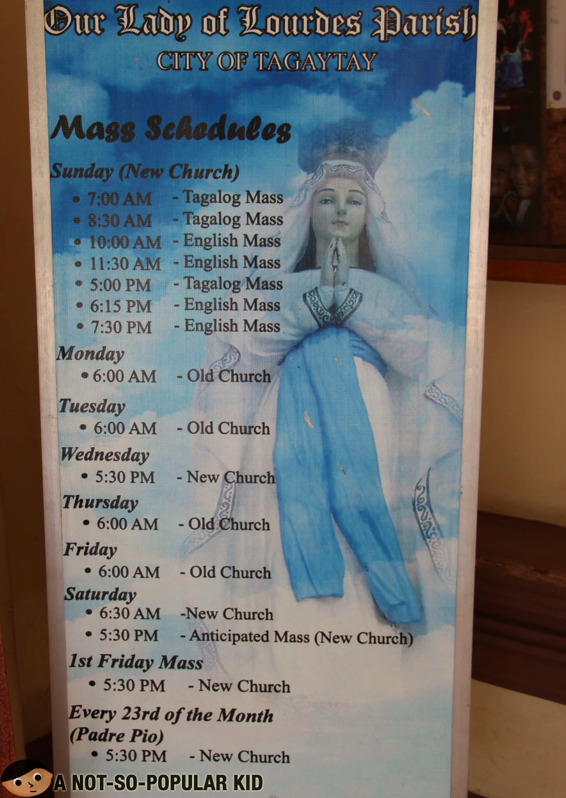 Our Lady of Lourdes Parish (Tagaytay) Mass Schedules