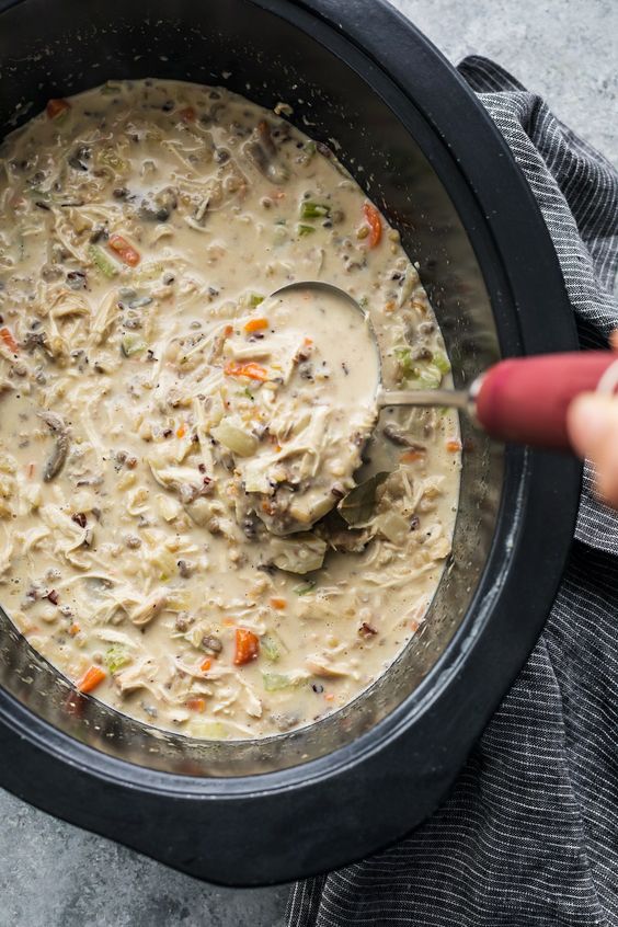 Creamy Chicken Wild Rice Soup {Slow Cooker} Recipe | Kristin Food