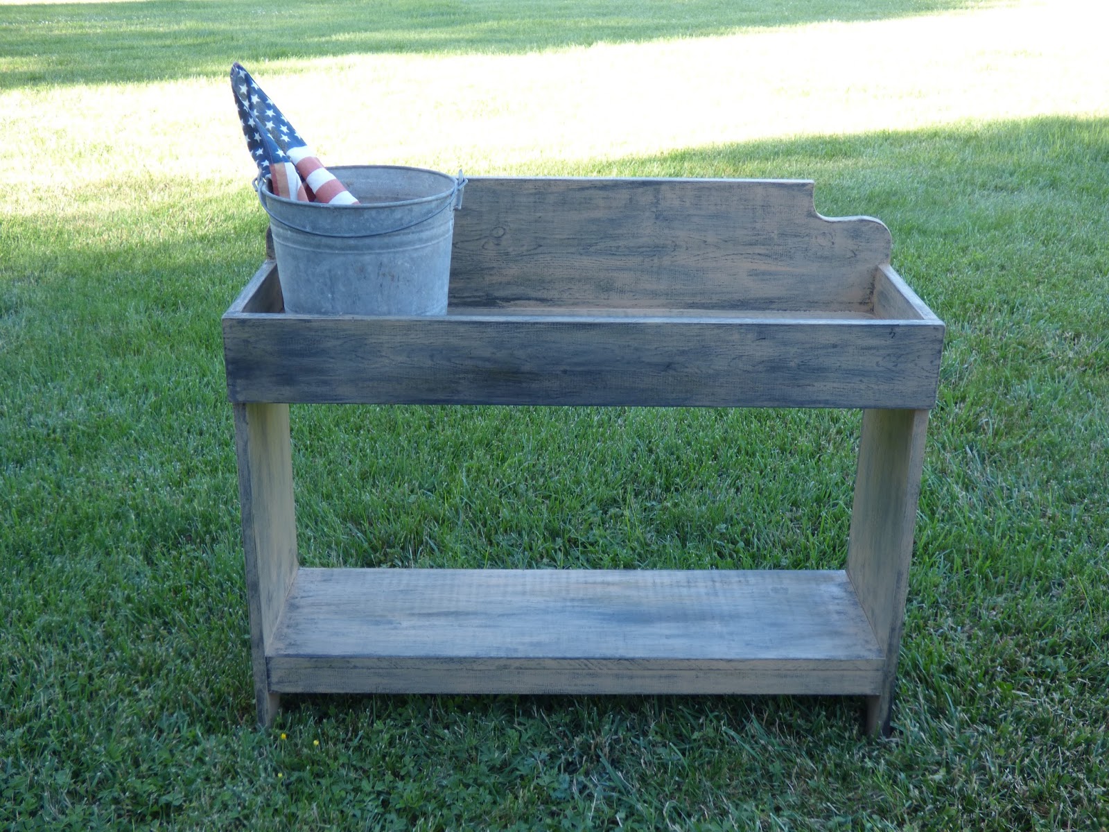 Puddie Pie Primitives Bucket Bench, Shelf, Hall Table and Bench from