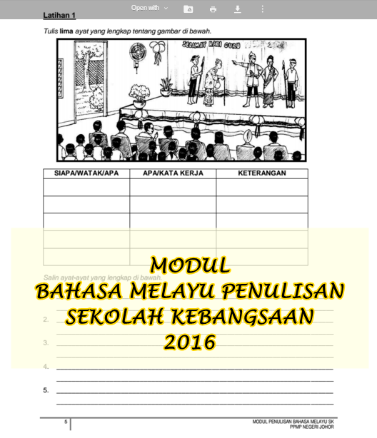 Bahasa Melayu UPSR 2016  Penulisan UPSR Modul 2016 PPMP JOHOR