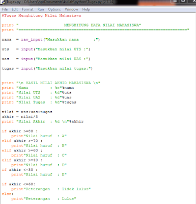 DuniaInfo: Contoh Program Menggunakan IF-ELIF-ELSE Pada Python