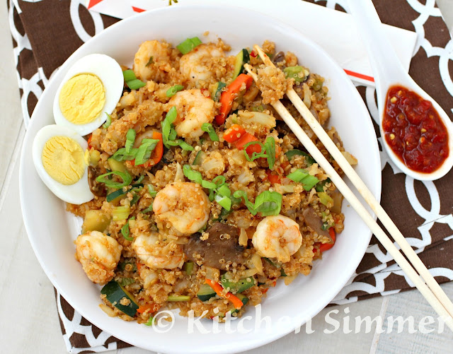 Kitchen Simmer Quinoa and Cauliflower LowCarb "Fried Rice" with Shrimp