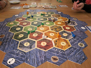 The game board for Settlers of Catan