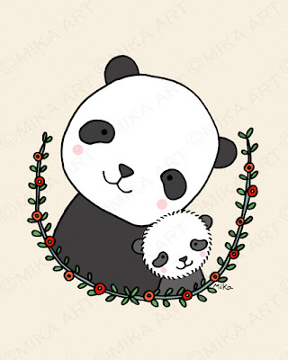 MiKa Art Blog: Printable Nursery art; Panda Mom and baby