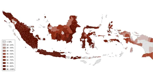 Gambar Peta persebaran Islam di Indonesia
