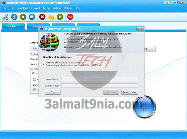 تحميل وتفعيل برنامج Bigasoft Video Downloader Pro 3.27.8.9133 لتحميل الفيديو من يوتيوب