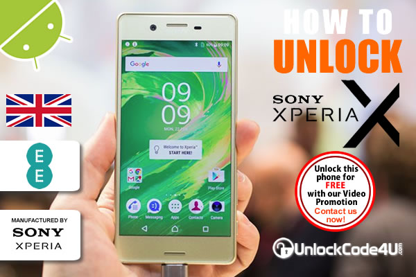 Factory Unlock Code Sony Xperia X from EE UK
