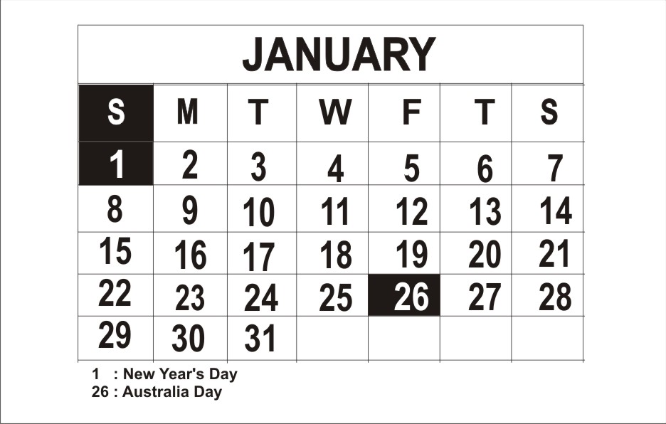 Calendar, Printable, Free: Printable January 2012 Australia Calendar