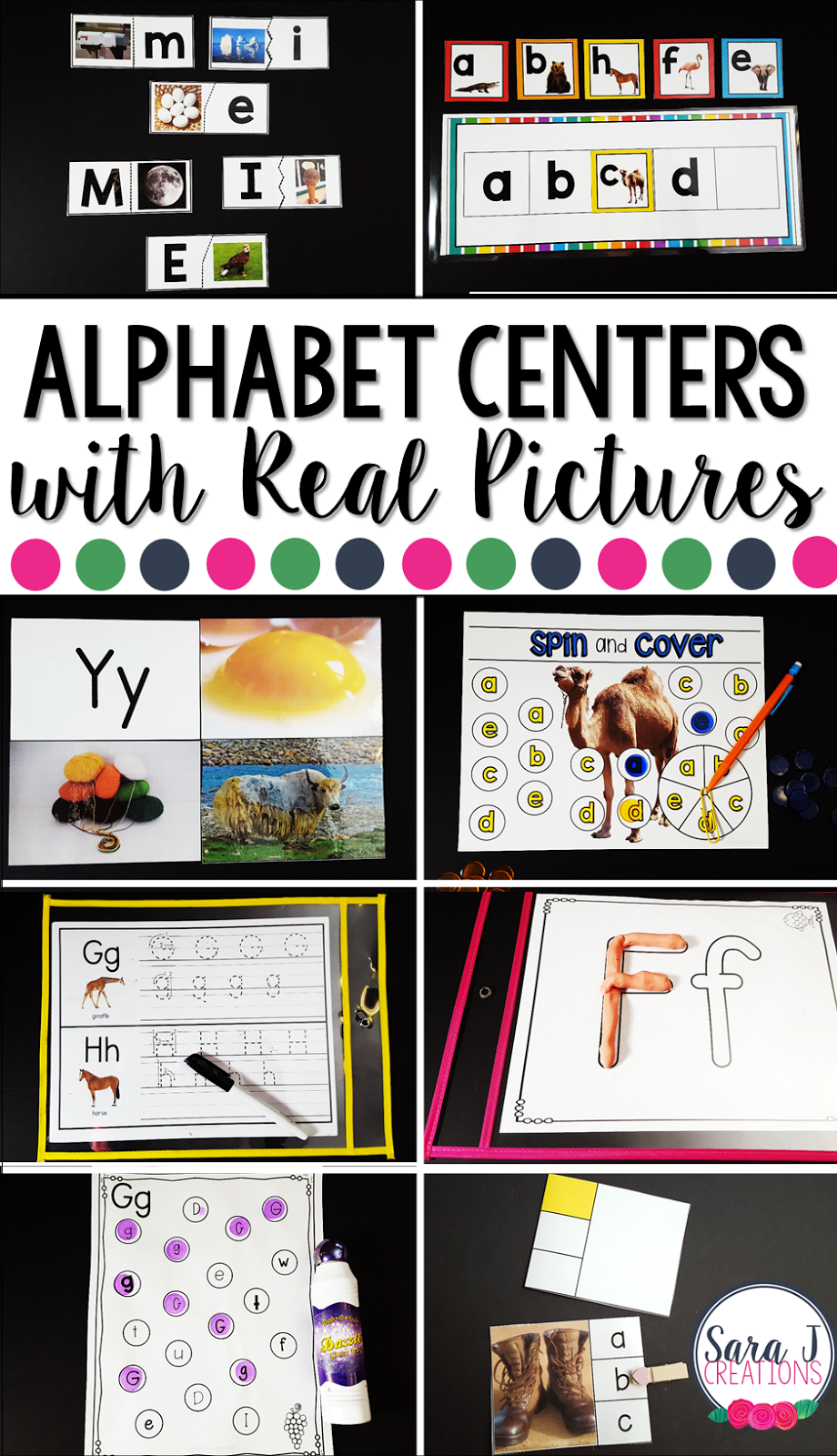 Alphabet Centers with Real Pictures Sara J Creations