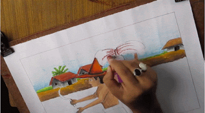 Menggambar pemandangan desa Cara menggambar pemandangan desa