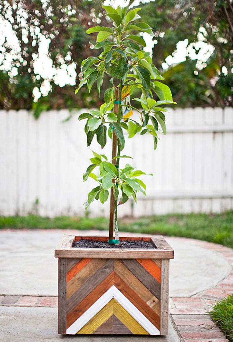 Coastal planter recycled wood box Coastal planter chevron box DIY