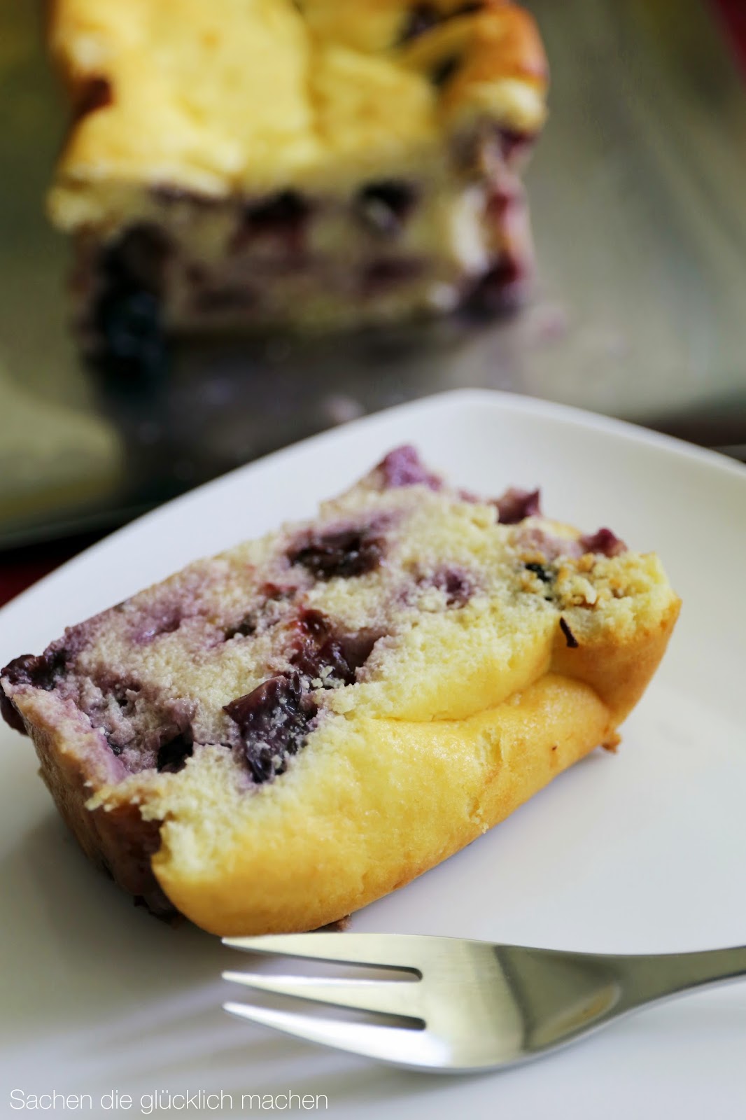 Sachen die glücklich machen: Käsekuchen mit Heidelbeeren (Kastenform)