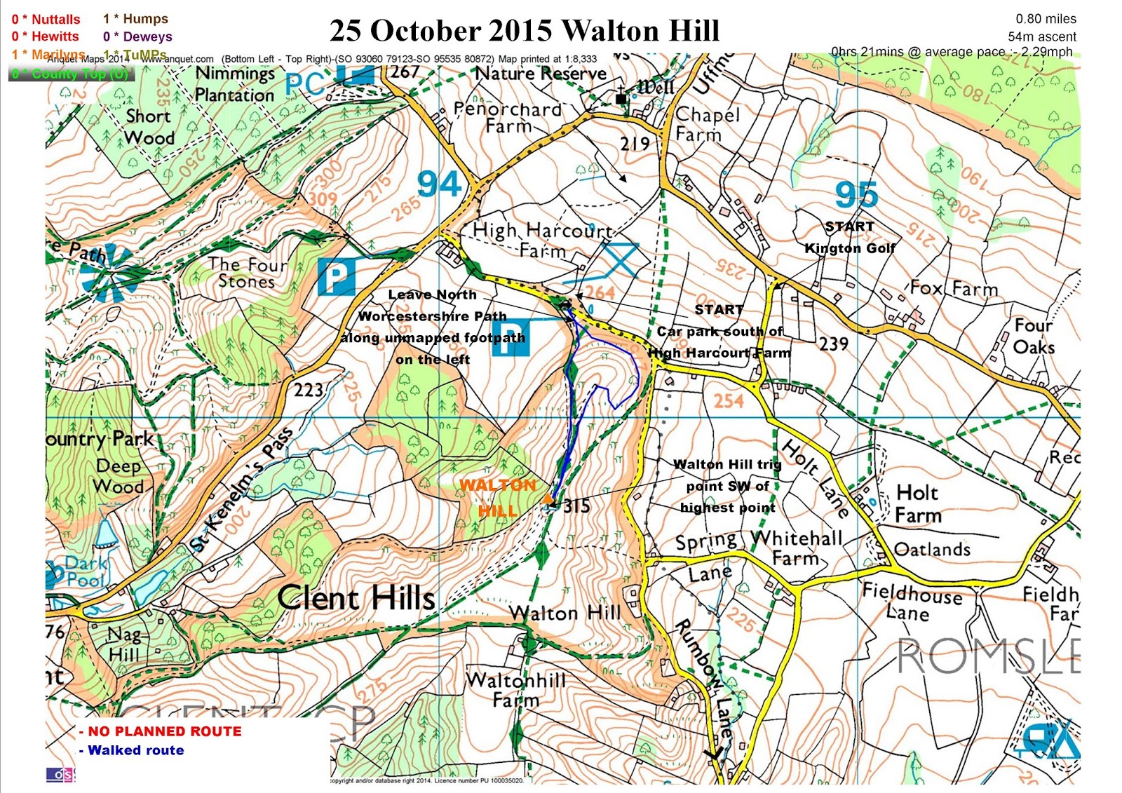 Peak Bagging and Long Distance Walking in the UK and Spain Walton Hill