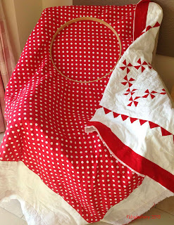 Red and White Pinwheel Quilt Laura Ashley Spot