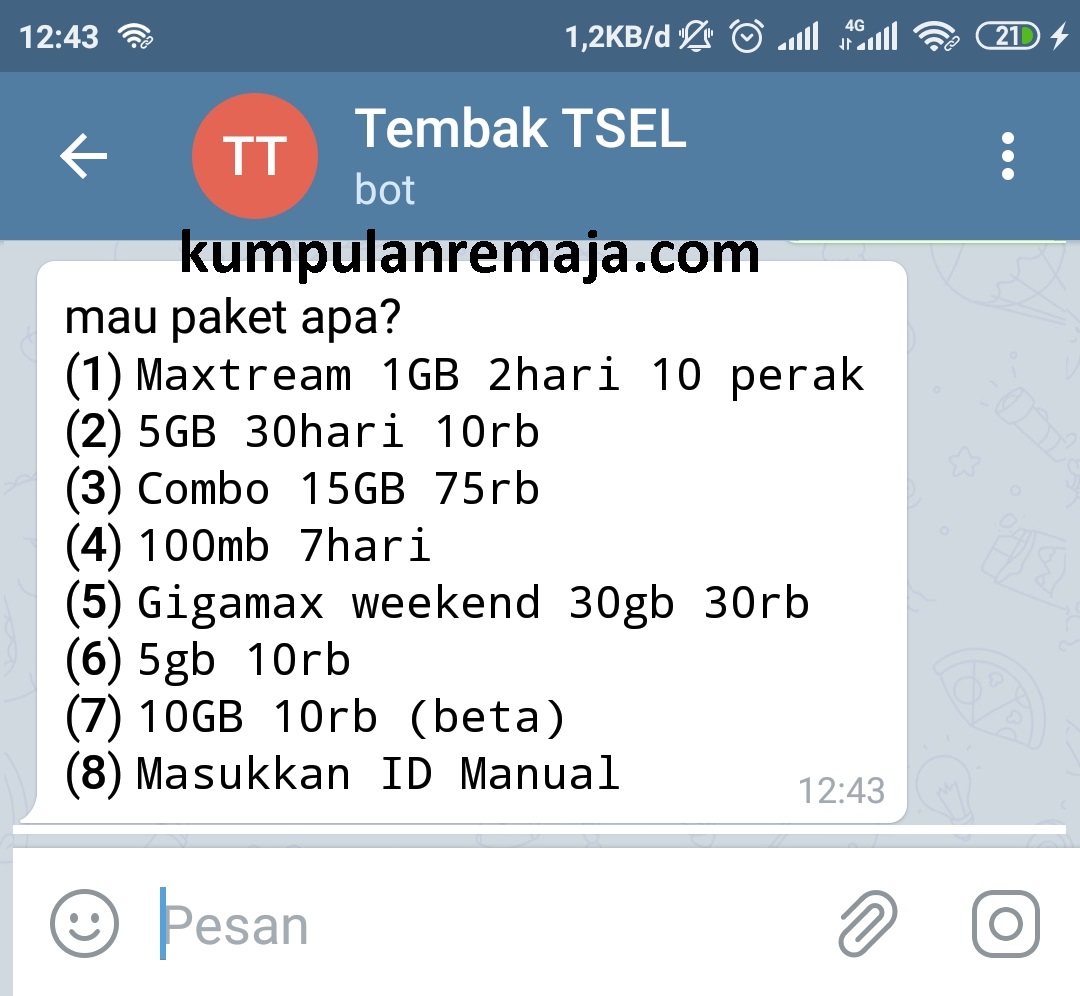 Tembak Kuota OMG Menggunakan Bot Telegram Tembak Kuota OMG Menggunakan Bot Telegram