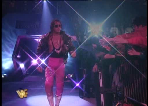 WWF / WWE: Wrestlemania 11 - Bret 'The Hitman' Hart makes his way to the ring for a submission match against Bob Backlund