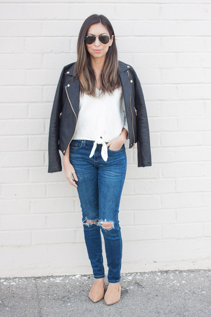 styling a moto jacket vegan leather jacket