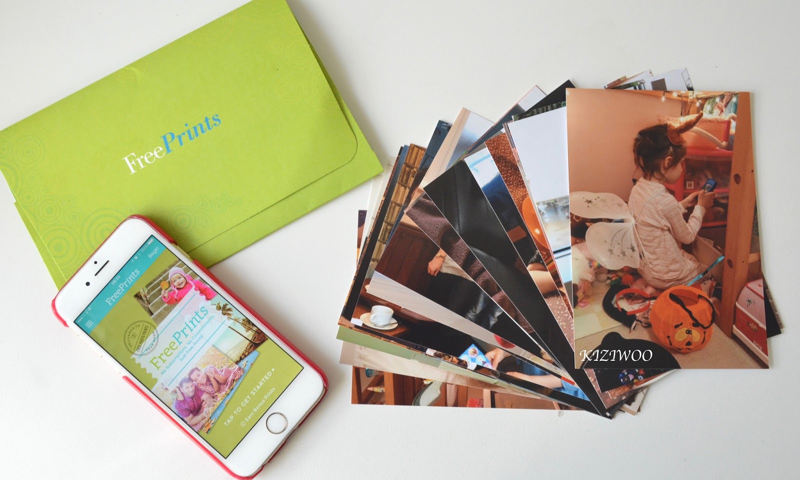 having photos printed with the freeprints app kiziwoo
