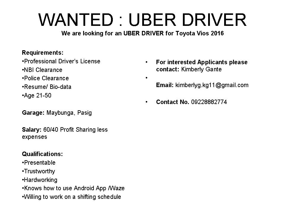 Wanted UBER Driver Philippines - UBER MANILA DRIVER TIPS