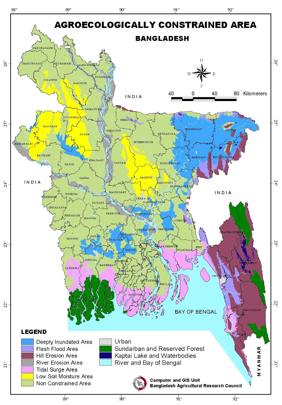 Agroecologically Constrained Areas Map Bangladesh