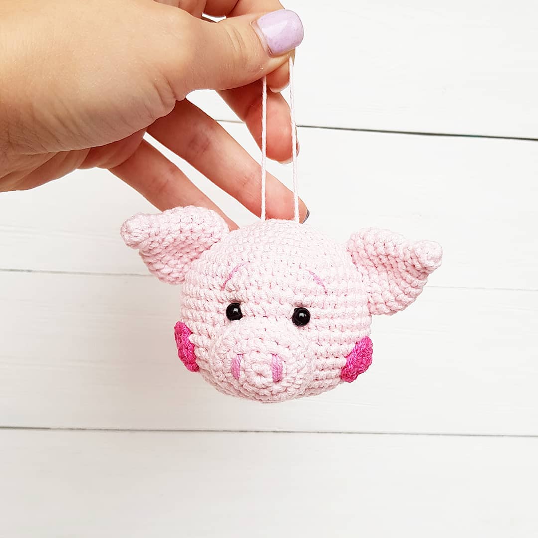 Crochet pig Christmas ornament