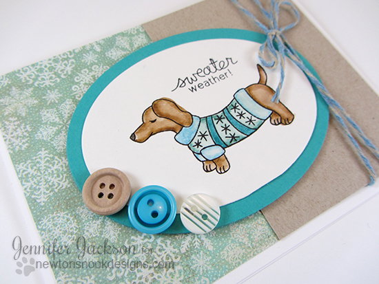 Sweater Weather Dachshund Card by Jennifer Jackson | Holiday Hounds Stamp Set by Newton's Nook Designs