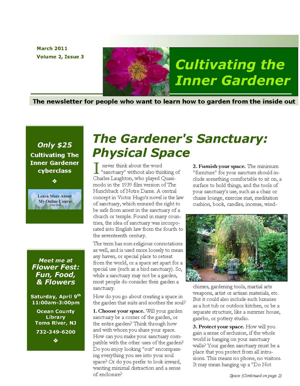 Cultivating The Inner Gardener Newsletter Marks First Anniversary