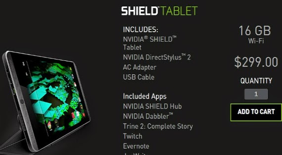 NVIDIA Shield Tablet, διαθέσιμο στα 299 δολάρια (ΗΠΑ)