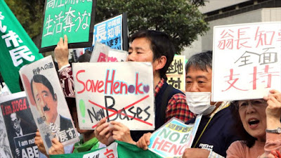 Protestan en Tokio contra reubicación de base de EEUU en Okinawa