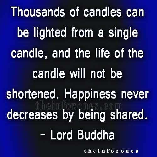 Thousands of candles can be lighted from a single candle,....... Lord Buddha
