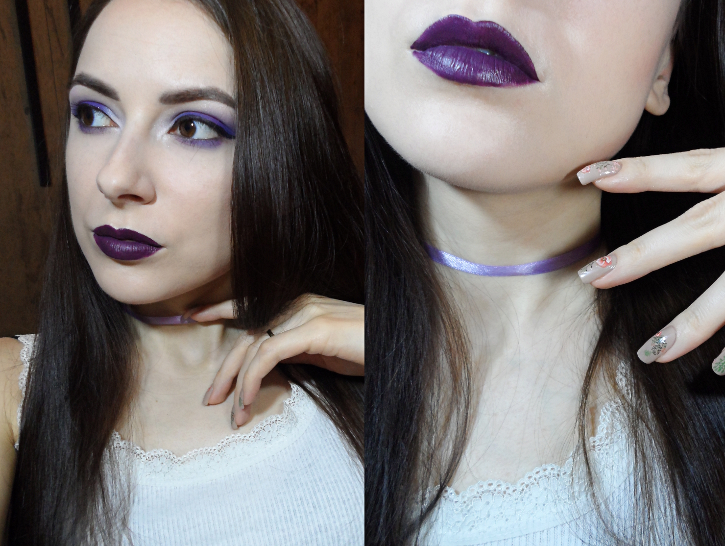 Liz Breygel shows a stunning, deep violet makeup look