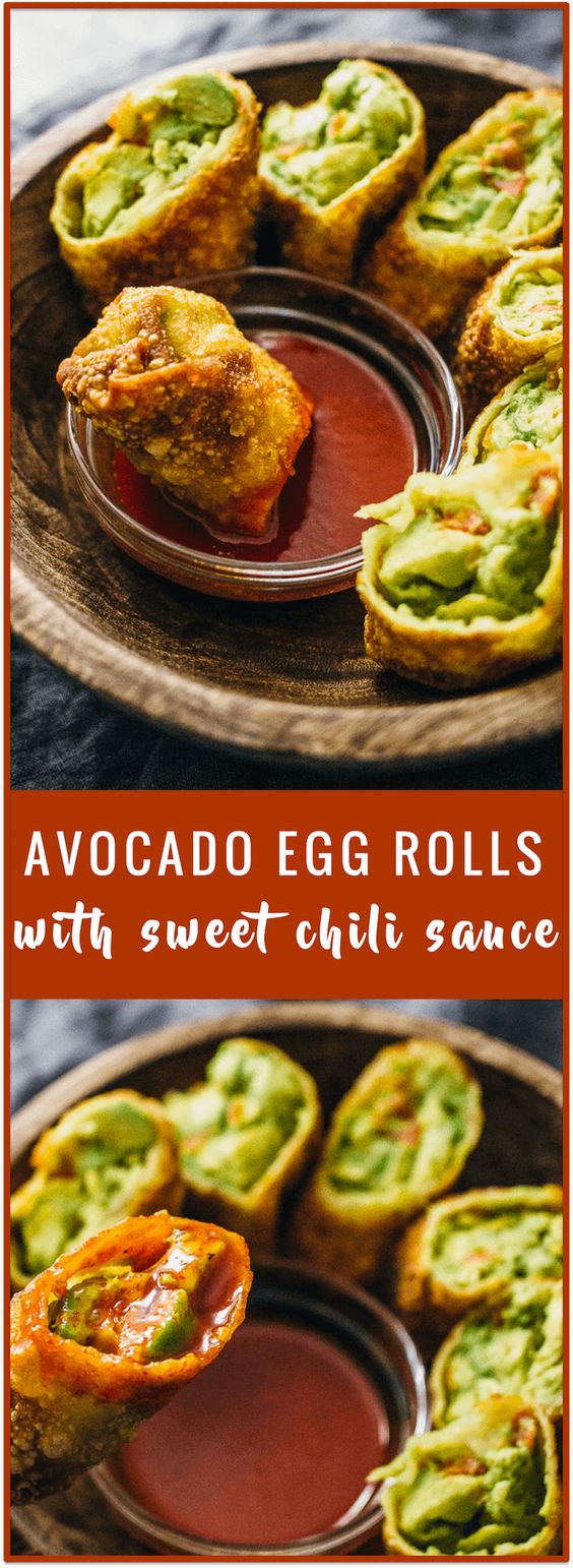 Healthy Avocado Egg Rolls With Sweet Chili Sauce